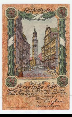 Augsburg - Stadt - 1.1.1918 - 31.12.1918 - 50 Pfennig 