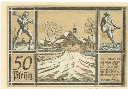 Auma - Stadt - 1.11.1921 - 50 Pfennig 