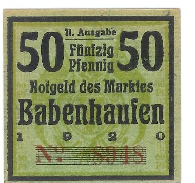 Babenhausen - Markt - 1920 - 50 Pfennig 