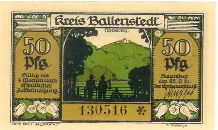 Ballenstedt - Kreis - 22.8.1921 - 50 Pfennig 