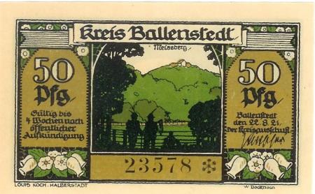Ballenstedt - Kreis - 22.8.1921 - 50 Pfennig 