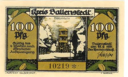 Ballenstedt - Kreis - 22.8.1921 - 100 Pfennig 