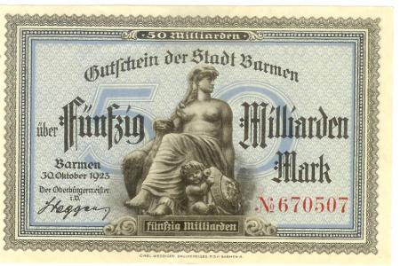 Barmen (heute: Wuppertal) - Stadt - 30.10.1923 - 50 Milliarden Mark 