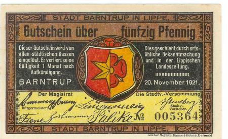 Barntrup - Stadt - 20.11.1921 - 50 Pfennig 