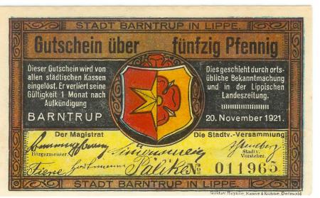 Barntrup - Stadt - 20.11.1921 - 50 Pfennig 