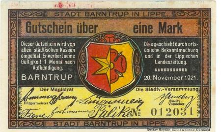 Barntrup - Stadt - 20.11.1921 - 1 Mark 