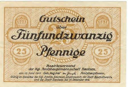 Bautzen - Amtshauptmannschaft - 15.6.1917 - 31.12.1918 - 25 Pfennig 
