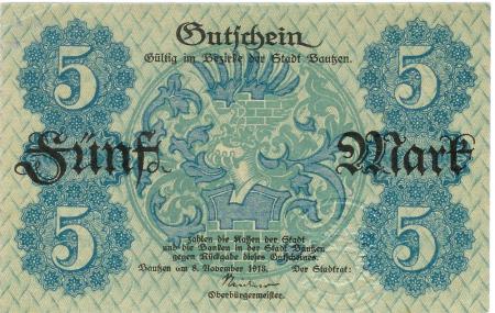Bautzen - Stadt - 8.11.1918 - 5 Mark 