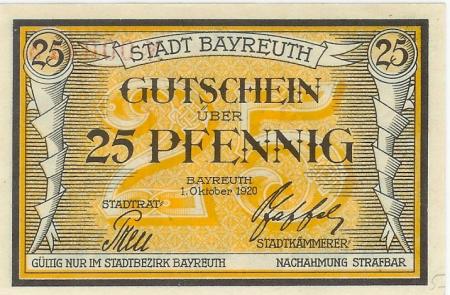 Bayreuth - Stadt - 1.10.1920 - 25 Pfennig 