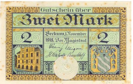 Beckum - Stadt - 1.11.1918 - 2 Mark 