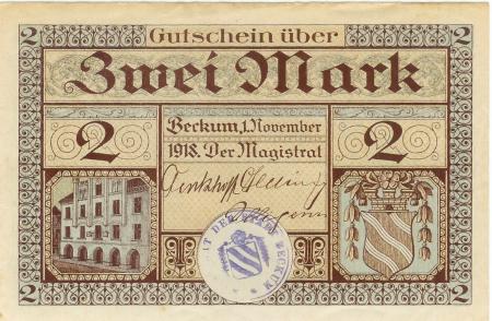 Beckum - Stadt - 1.11.1918 - 2 Mark 