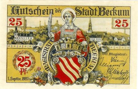 Beckum - Stadt - 1.9.1920 - 25 Pfennig 
