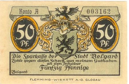 Belgard (heute PL-Bialogard) - Sparkasse der Stadt - -- - 50 Pfennig 