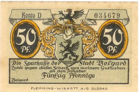 Belgard (heute PL-Bialogard) - Sparkasse der Stadt - -- - 50 Pfennig 