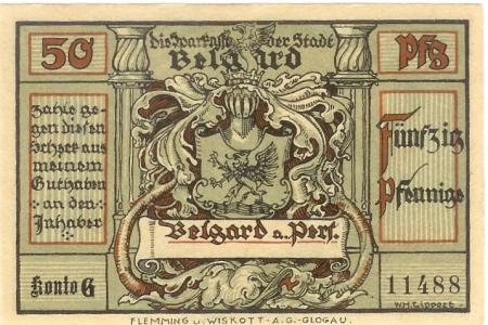 Belgard (heute PL-Bialogard) - Sparkasse der Stadt - -- - 50 Pfennig 