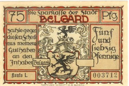 Belgard (heute PL-Bialogard) - Sparkasse der Stadt - -- - 75 Pfennig 