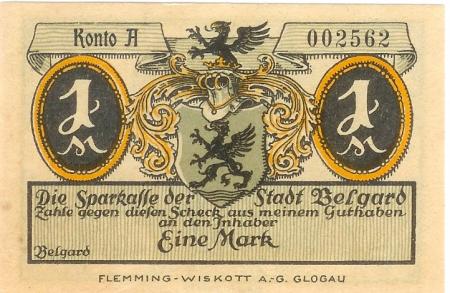 Belgard (heute PL-Bialogard) - Sparkasse der Stadt - -- - 1 Mark 