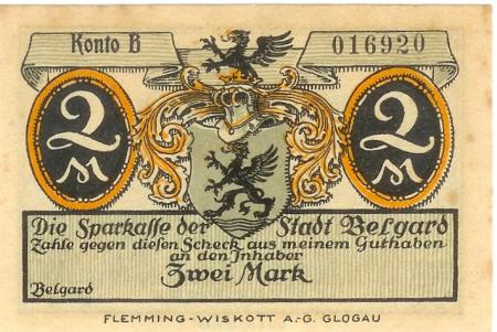 Belgard (heute PL-Bialogard) - Sparkasse der Stadt - -- - 1 Mark 