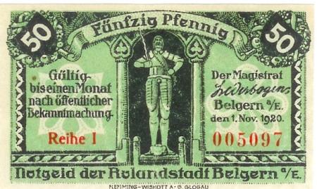Belgern - Stadt - 1.11.1920 - 50 Pfennig 