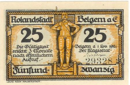 Belgern - Stadt - 1.11.1921 - 25 Pfennig 