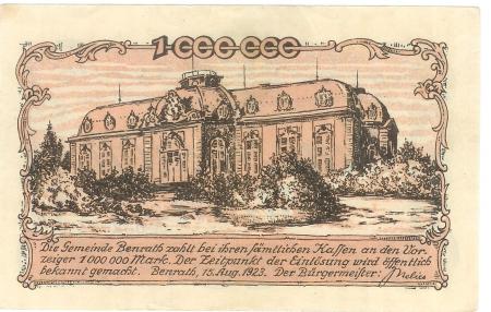 Benrath (heute: Düsseldorf) - Gemeinde - 15.8.1923 - 1 Million Mark 
