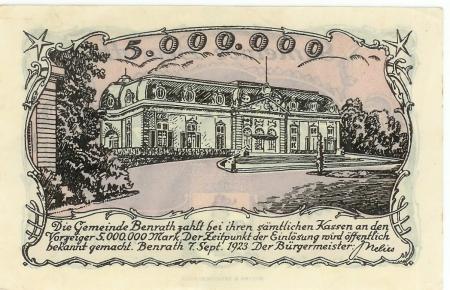 Benrath (heute: Düsseldorf) - Gemeinde - 7.9.1923 - 5 Millionen Mark 