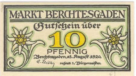 Berchtesgaden - Markt - 13.8.1920 - 10 Pfennig 