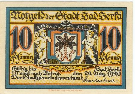 Berka (Bad) - Stadt - 20.8.1920 - 10 Pfennig 