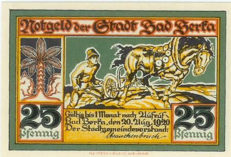 Berka (Bad) - Stadt - 20.8.1920 - 25 Pfennig 