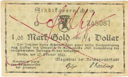 Berlin - Stadt - 27.10.1923 - 1.05 Goldmark 