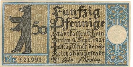 Berlin - Stadt - 9.9.1921 - 50 Pfennig 