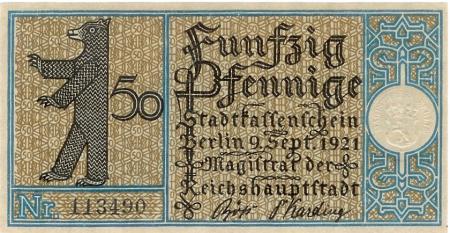 Berlin - Stadt - 9.9.1921 - 50 Pfennig 