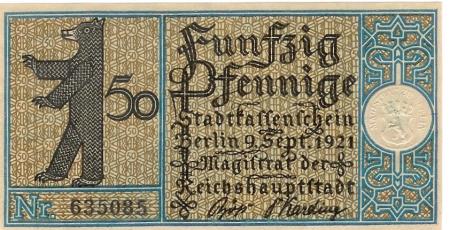 Berlin - Stadt - 9.9.1921 - 50 Pfennig 