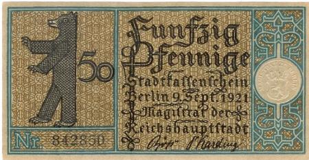 Berlin - Stadt - 9.9.1921 - 50 Pfennig 