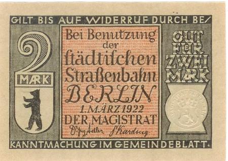 Berlin - Stadt - 1.3.1922 - 2 Mark 