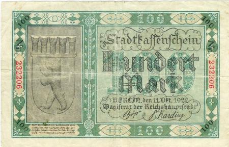 Berlin - Stadt - 11.10.1922 - 100 Mark 