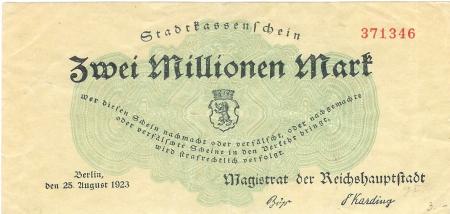 Berlin - Stadt - 25.8.1923 - 2 Millionen Mark 