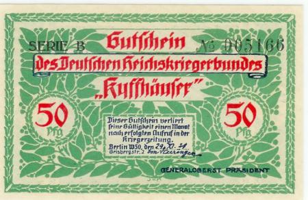 Berlin - Deutscher Reichskriegerbund Kyffhäuser, W 50, Geisbergstr. 2 - 29.11.1921 - 50 Pfennig 