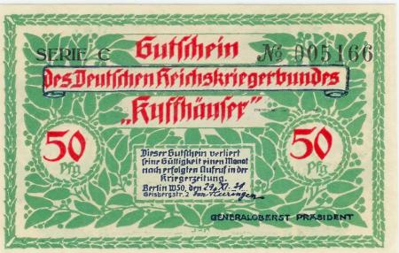 Berlin - Deutscher Reichskriegerbund Kyffhäuser, W 50, Geisbergstr. 2 - 29.11.1921 - 50 Pfennig 