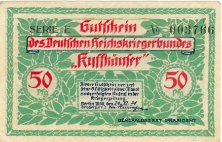 Berlin - Deutscher Reichskriegerbund Kyffhäuser, W 50, Geisbergstr. 2 - 29.11.1921 - 50 Pfennig 