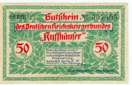 Berlin - Deutscher Reichskriegerbund Kyffhäuser, W 50, Geisbergstr. 2 - 29.11.1921 - 50 Pfennig 