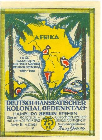 Berlin - Deutsch-Hanseatischer Kolonial-Verein (Gedenktag) - 4.11.1921 - 31.3.1922 - 75 Pfennig 