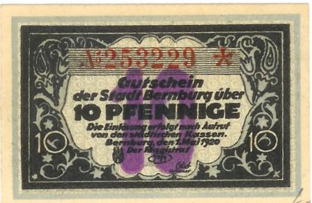 Bernburg - Stadt - 1.5.1920 - 10 Pfennig 