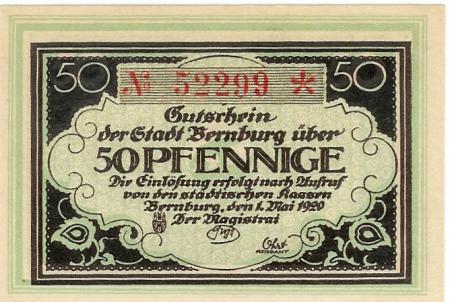 Bernburg - Stadt - 1.5.1920 - 50 Pfennig 
