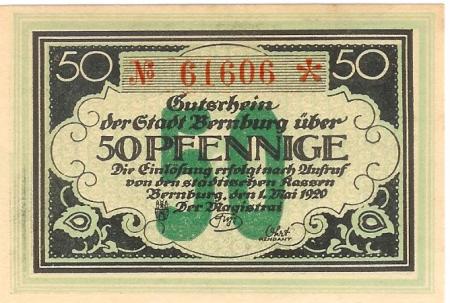 Bernburg - Stadt - 1.5.1920 - 50 Pfennig 
