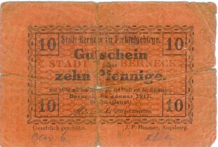 Berneck - Stadt - Januar 1917 - 10 Pfennig 