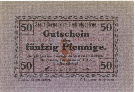 Berneck - Stadt - Januar 1917 - 50 Pfennig 
