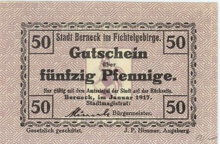 Berneck - Stadt - Januar 1917 - 50 Pfennig 