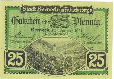 Berneck - Stadt - 1.1.1921 - 25 Pfennig 