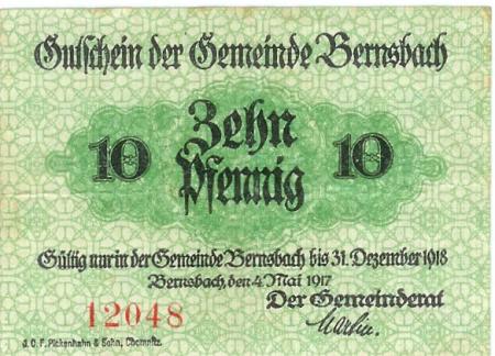 Bernsbach (heute: Lauter-Bernsbach) - Gemeinde - 4.5.1917 - 31.12.1918 - 10 Pfennig 
